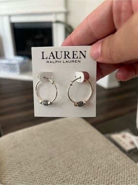 Lauren‎ Ralph Lauren Beaded Hoop Earrings 19mm NEW